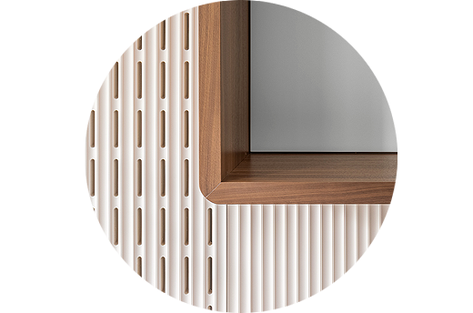 Détail de fabrication matériaux bois noyer Orac - Luxembourg OPHRYS ®