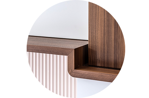 Détail de fabrication matériaux bois noyer Orac - Luxembourg OPHRYS ®